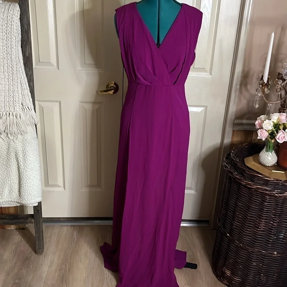 Filly Flair Fushia, Sleeveless, V-Neck, Long, Romantic Style Dress(165)